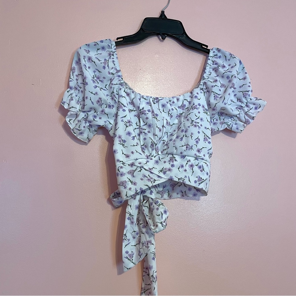 SET- Cropped Ribbon Shirt AND Matching Skirt